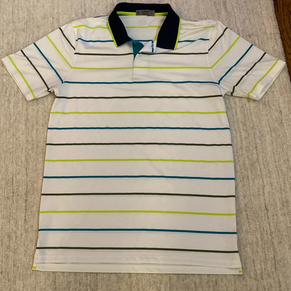 Men’s G-Fore Striped Short Sleeve Golf Shirt. Size Large.